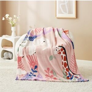 Charming Pink Animal Print Throw Blanket
